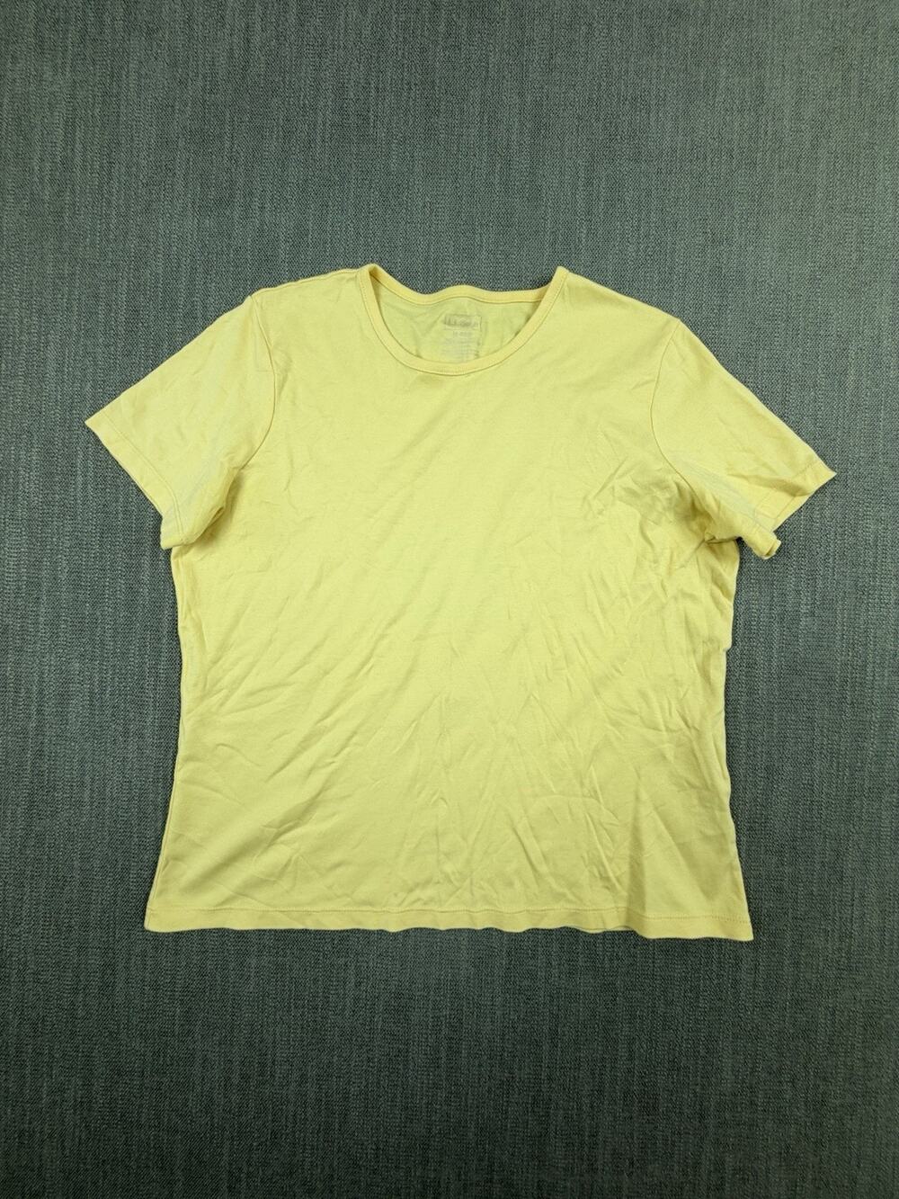 LL Bean Womens Supima Cotton T Shirt Medium Yellow Short Sleeve Crew Neck